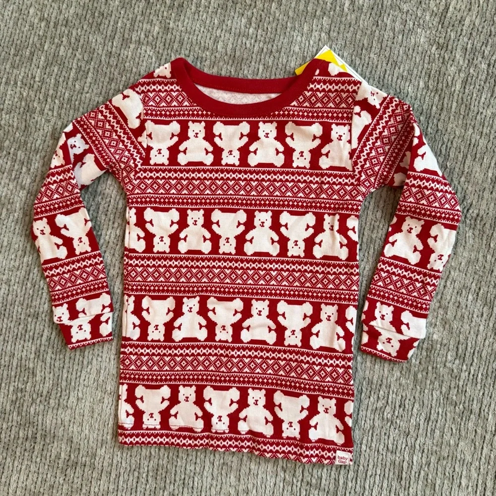 Baby Gap Red Polar Bear Fair Isle Pajama Set‎ 18–24 Months NWT